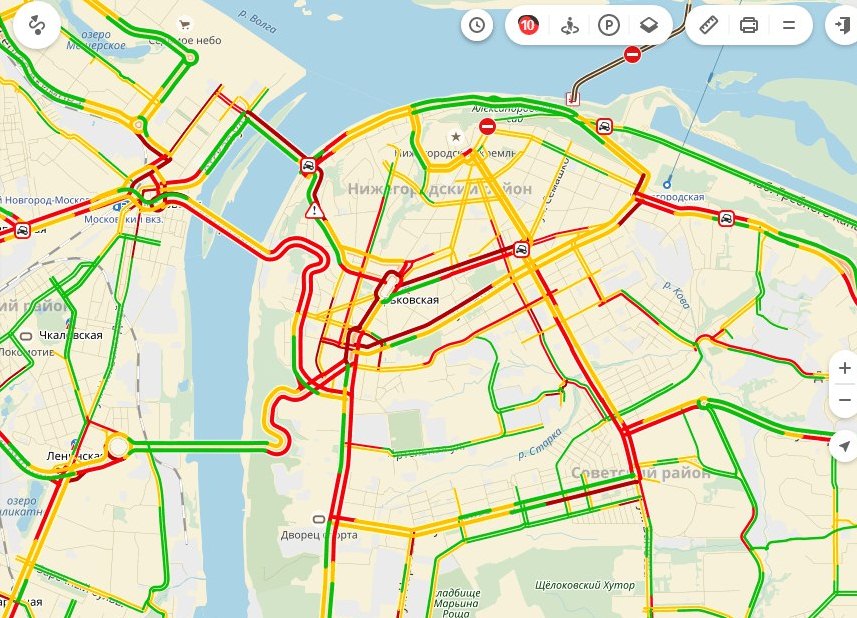 Карта нижнего новгорода пробки на дорогах онлайн бесплатно сейчас