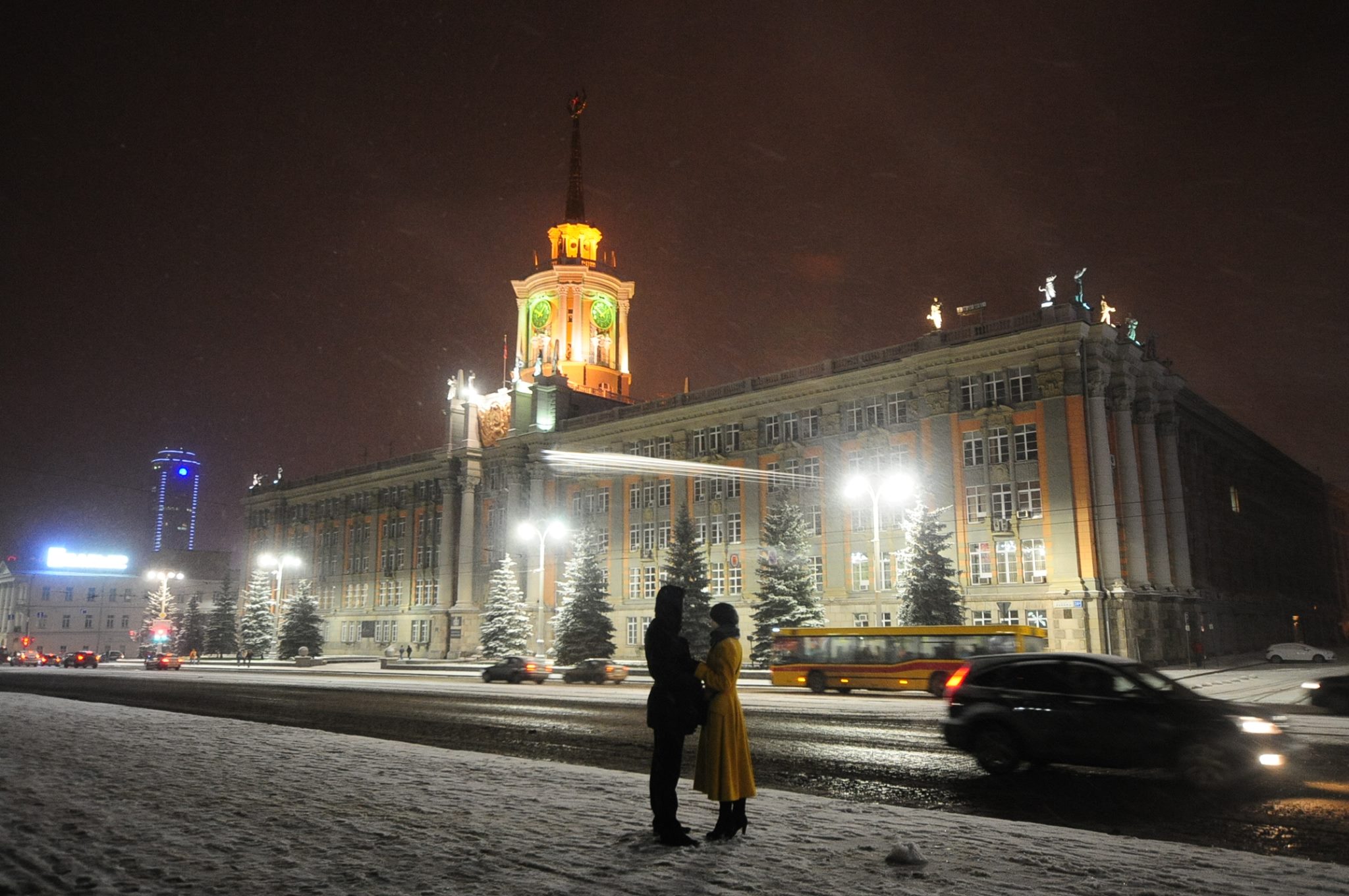 Ночной Екатеринбург зима 2020 Плотинка