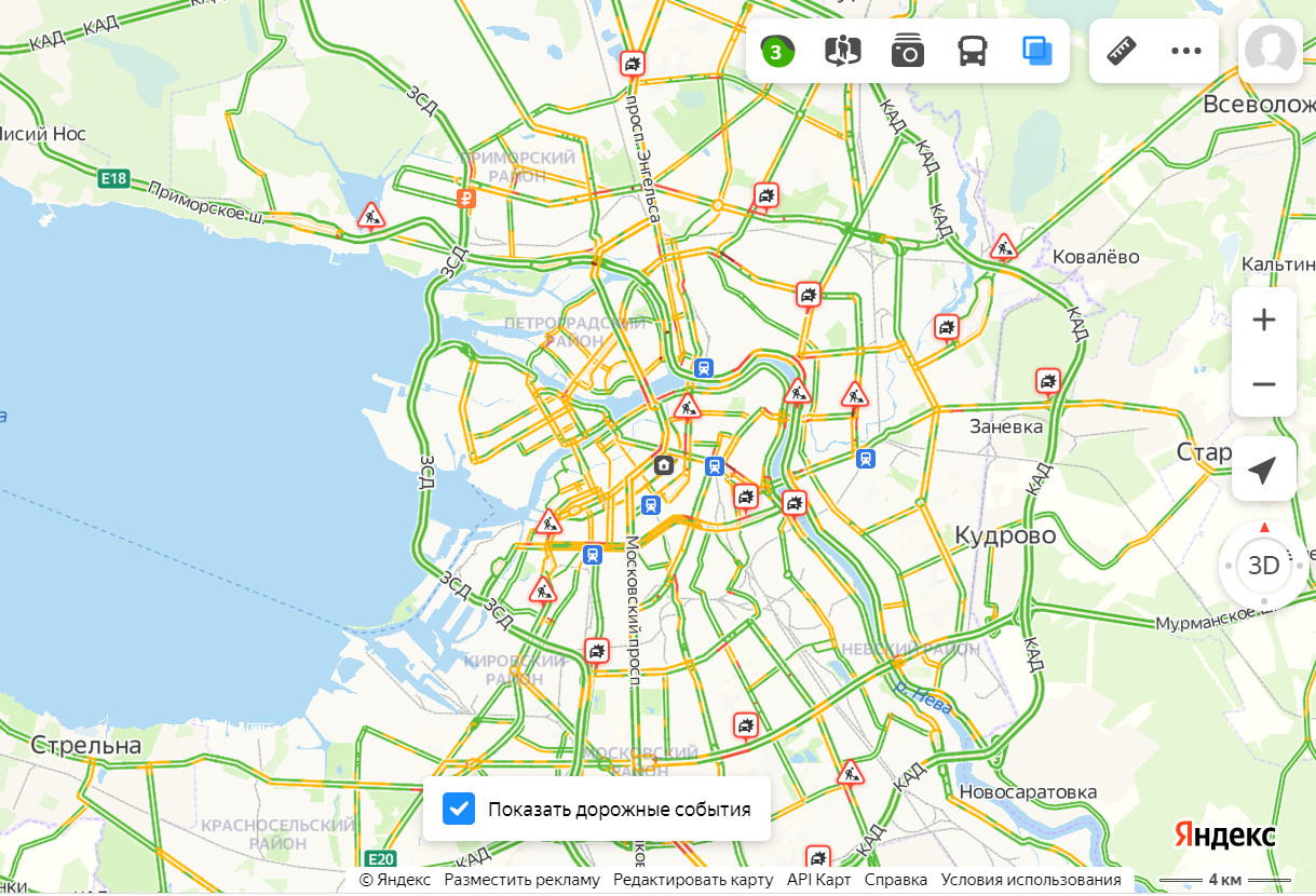 Карта пробок спб в реальном времени