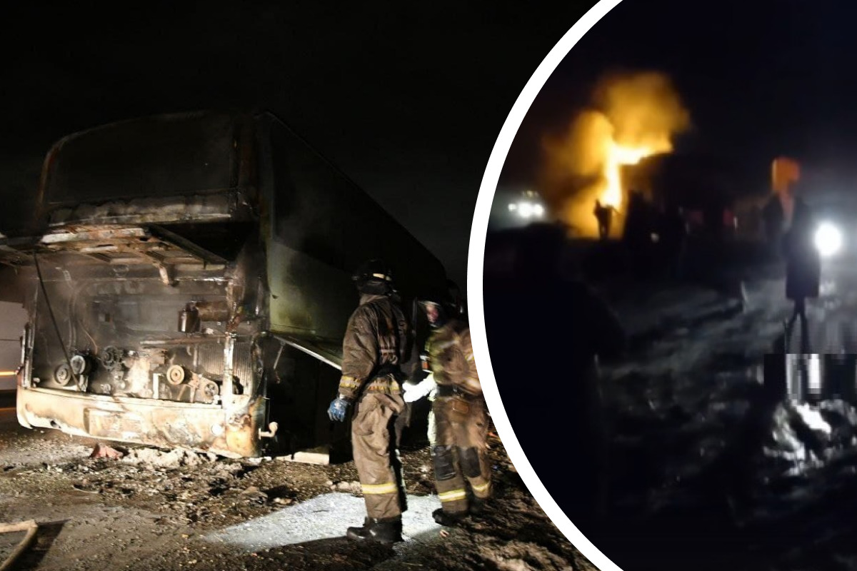 На Пермском тракте на ходу сгорел автобус. Пассажиров эвакуировали
