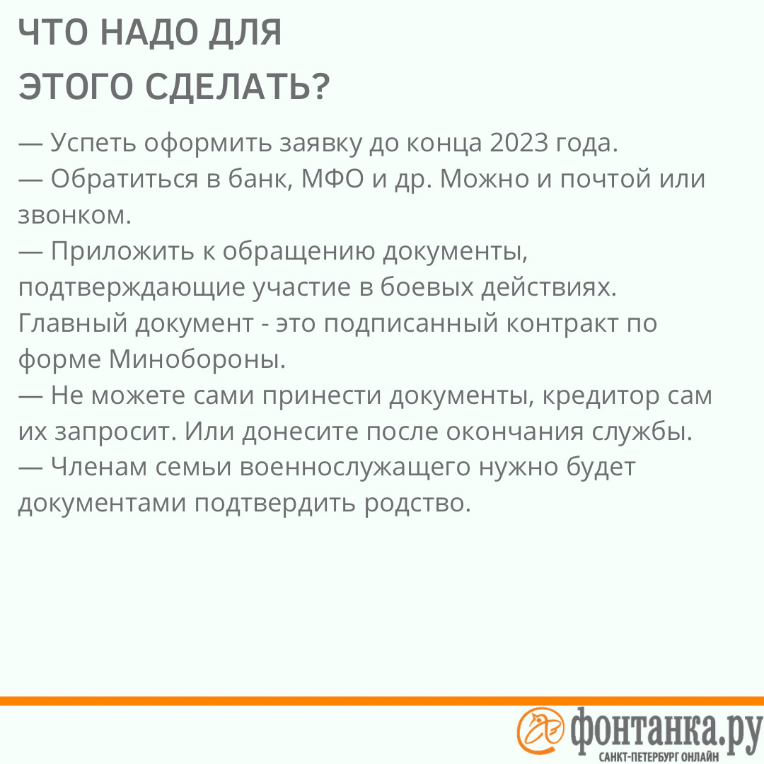 Кредитные каникулы для мобилизованных. Объясняем на карточках | 30.09.2022  | Санкт-Петербург - БезФормата