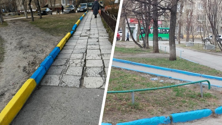 Справились за сутки: в Екатеринбурге перекрасили бордюр, который уборщица покрыла цветами флага Украины