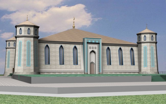 Это предварительный эскиз новой мечети. Но через сколько лет ее достроят, неизвестно. Вначале решили построить молельную комнату