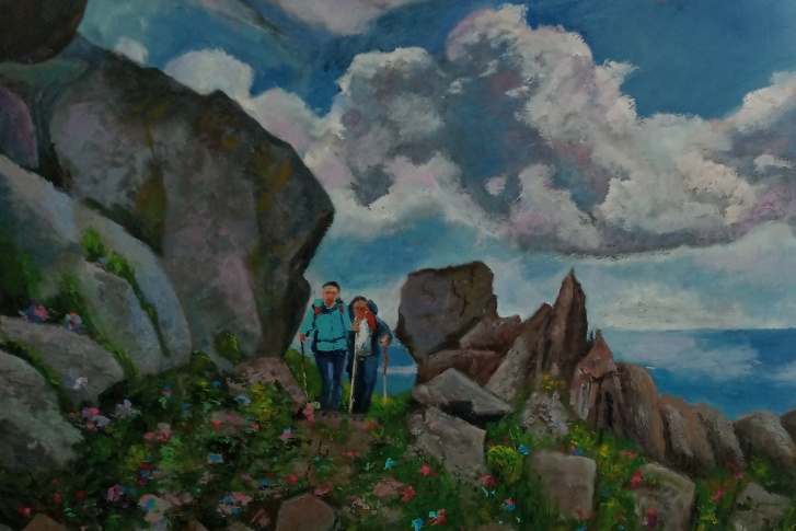 Художник довольно часто пишет виды Красной Поляны, где его вдохновляет красота гор, озер и лугов
