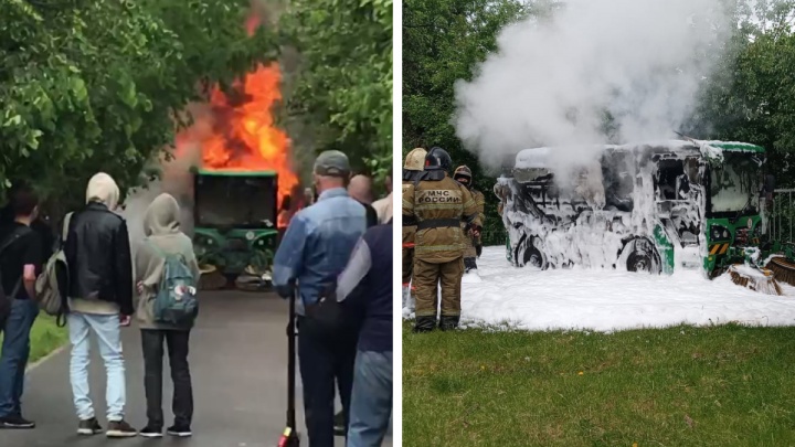 «Сгорел на работе»: в Екатеринбурге на ходу воспламенилась машина-пылесос