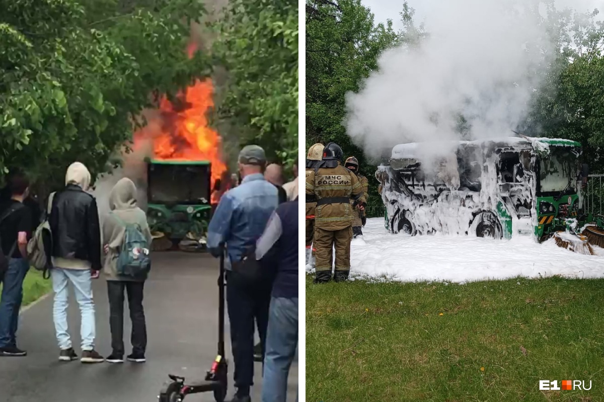 «Сгорел на работе»: в Екатеринбурге на ходу воспламенилась машина-пылесос