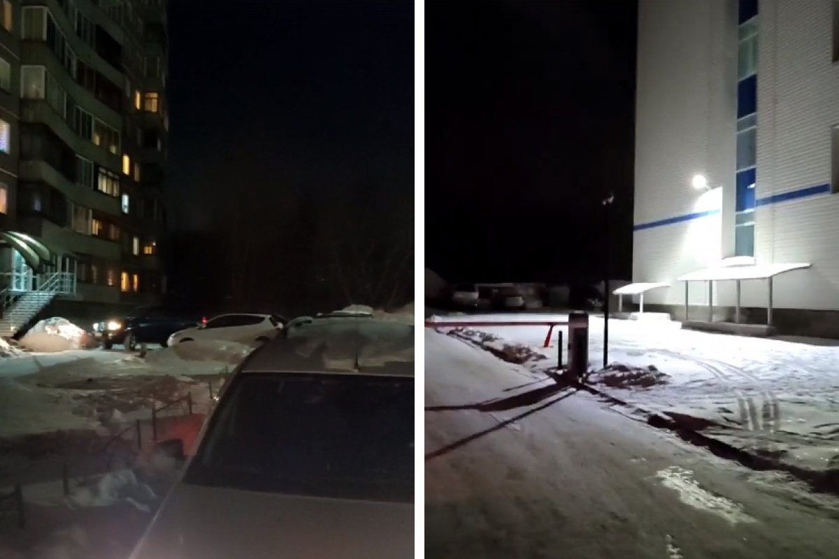«Потому что им очень нужно»: водители по газону объезжают шлагбаум ради ночной парковки у поликлиники