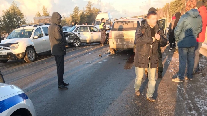 Из-за аварии на трассе между Архангельском и Северодвинском собралась пробка