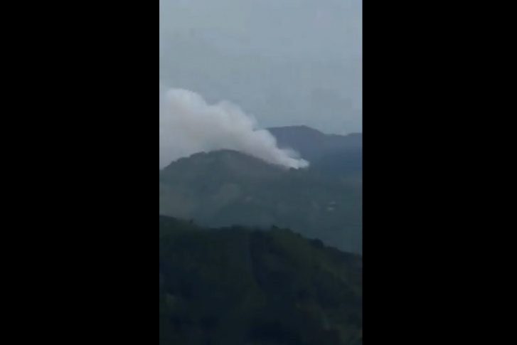 После крушения самолета начался лесной пожар