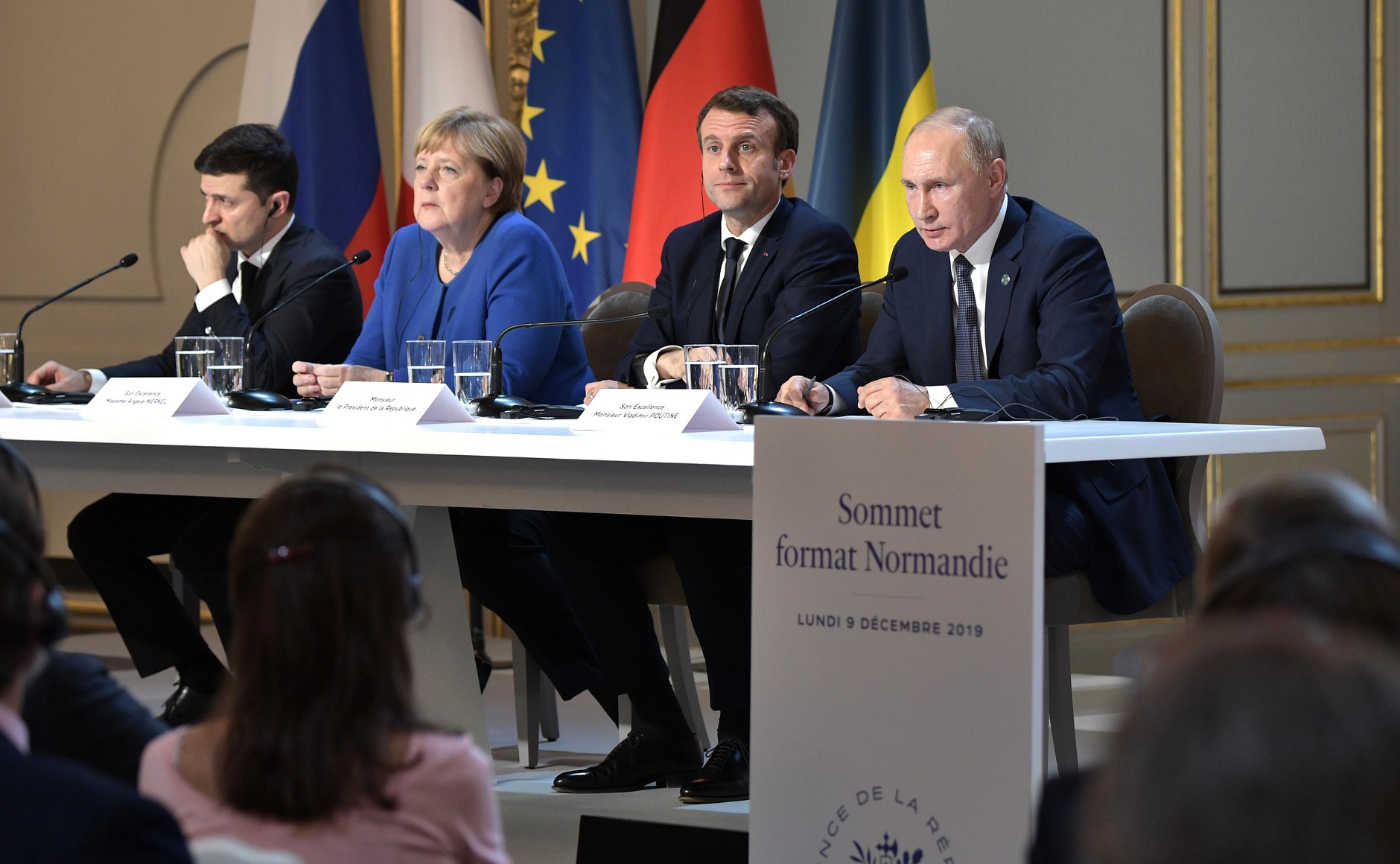 Лидеры Украины, Франции, Германии и России в Париже в 2019 году на встрече в «нормандском формате»