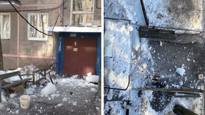Разворотило балкон, порвало провода: в Ярославле упавший с крыши лед обесточил дом