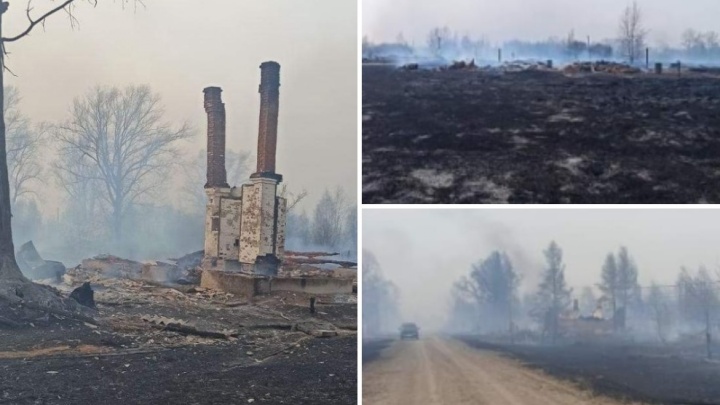 В тюменском селе природный пожар уничтожил фельдшерско-акушерский пункт