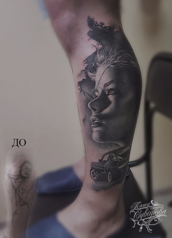 Татуировка «до», которую перекрывал Дмитрий — яркий пример работы «домашнего мастера»