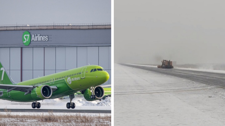 Самолет из Улан-Удэ не может вылететь в Новосибирск из-за снегопада — видео с полосы