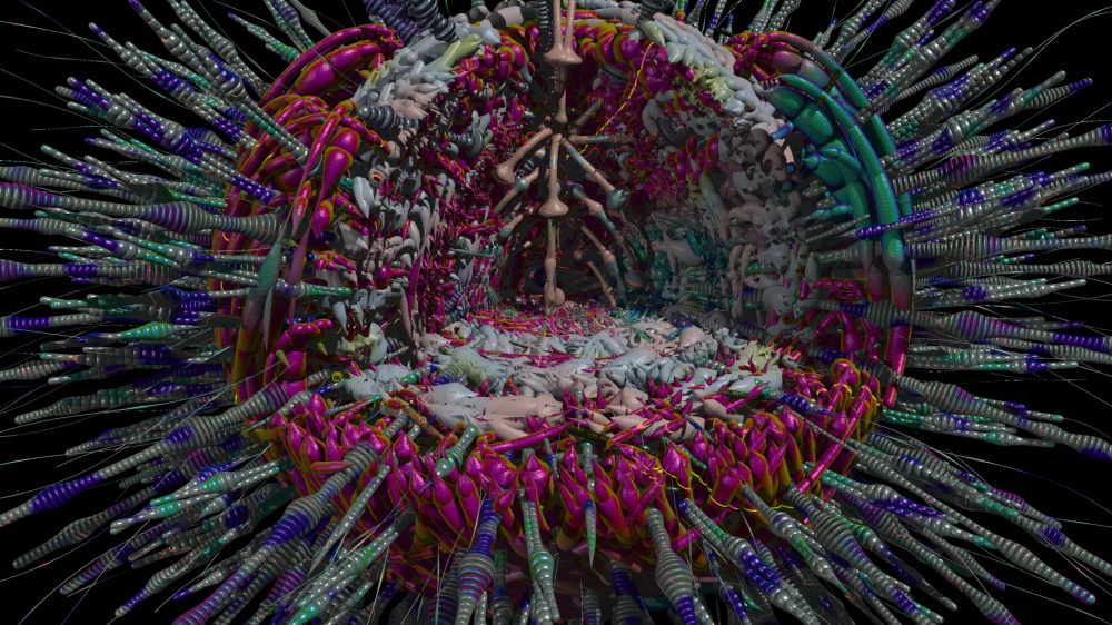 William Latham (UK) & Mutator VR Team, Fantasy Virus (Mutator), custom computer-generated VR Art Video, 2020–2021 © William Latham