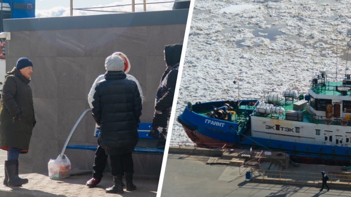 Люди не могут вернуться на Кегостров из Архангельска — буксиры стоят из-за ледохода