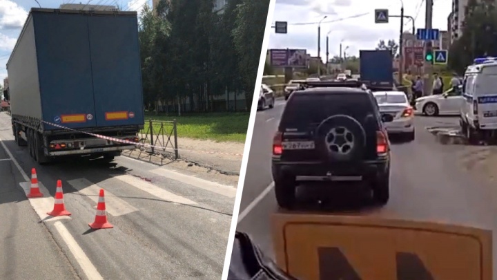 Пенсионерку переехал грузовик: видео с места ЧП в Соломбале