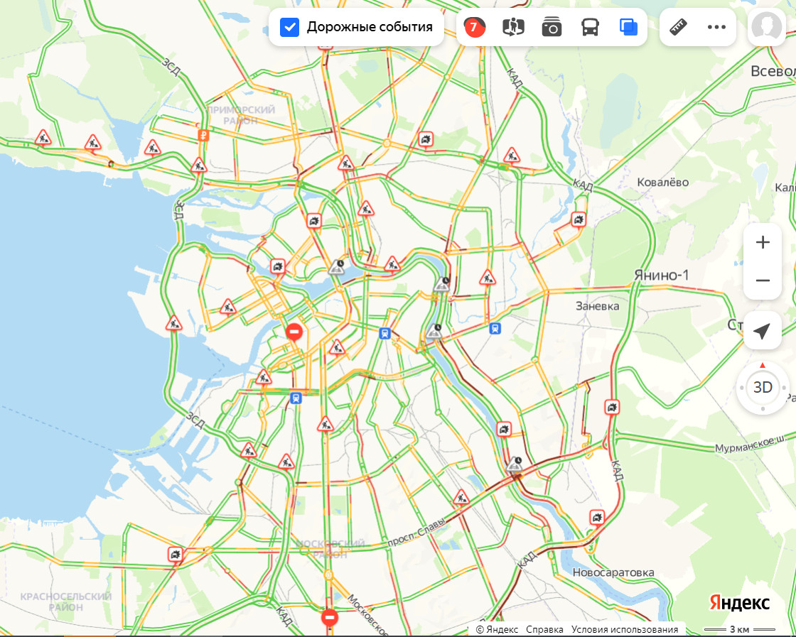 Санкт петербург карта пробки