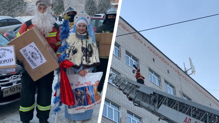 «От пожарного Деда Мороза»: в Ярославле спасатели необычно поздравили с Новым годом детей в больнице