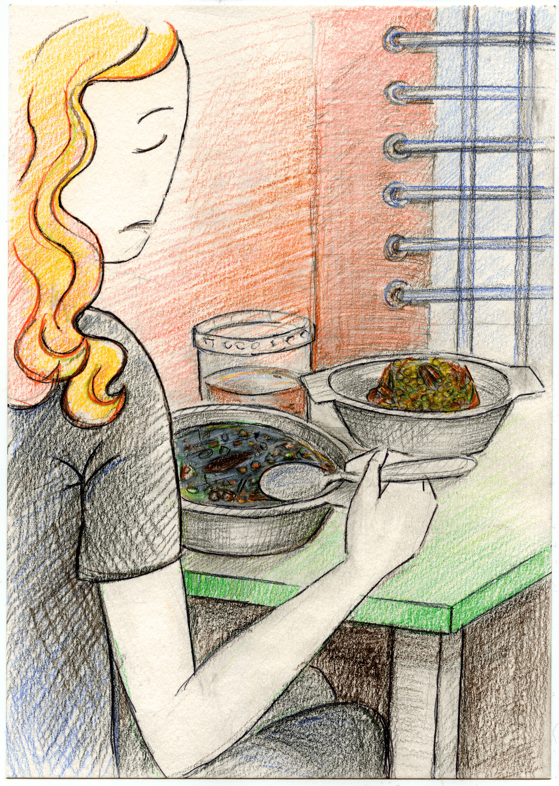 «Чай с радужной пленкой». Художница Саша Скочиленко с целиакией нарисовала свой обед в СИЗО