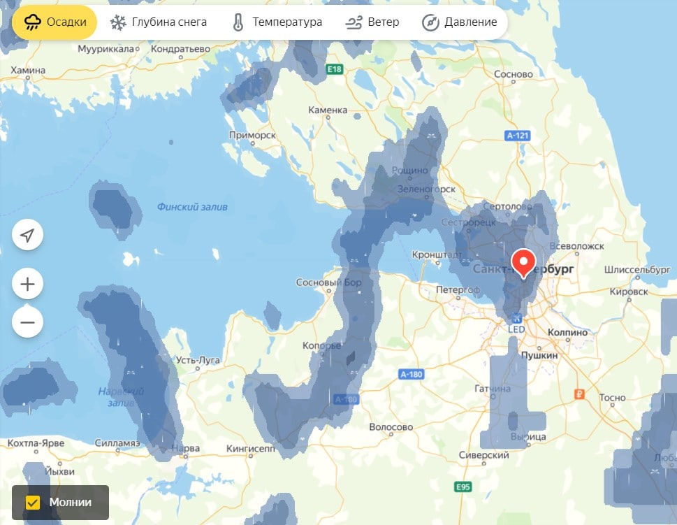Карта осадков санкт петербург сегодня