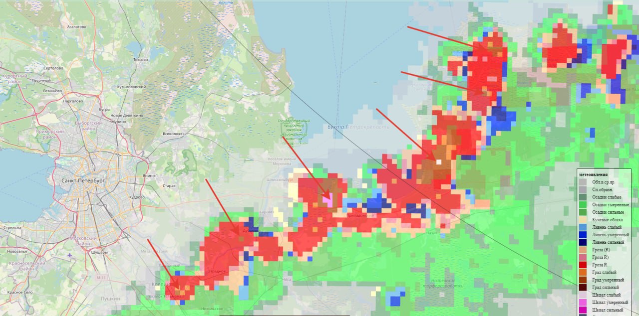 Карта грозы в спб