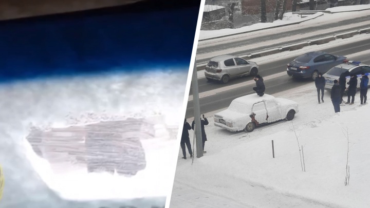 ГИБДД показала, как выглядит замороженный автомобиль, катавшийся по улицам Красноярска, изнутри