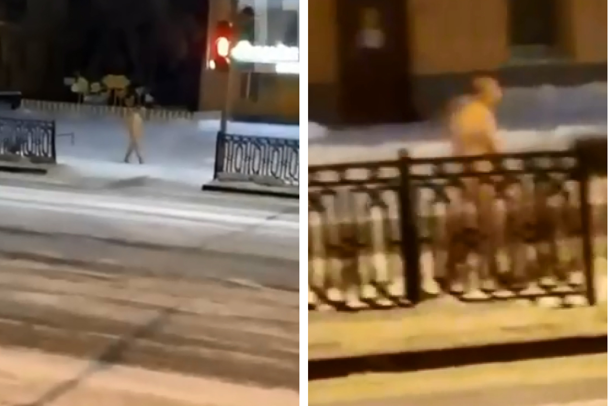 В Екатеринбурге мужчина прошел совершенно голым по заснеженной улице
