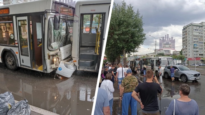 Автобус устроил массовую аварию с пазиком и «Маздой». Серьезно пострадал пешеход