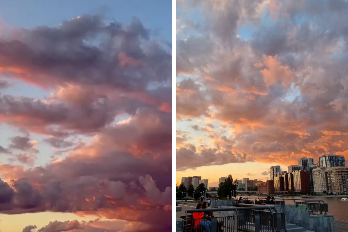 Над Екатеринбургом разлился золотой огонь: любуемся невероятной красоты облаками