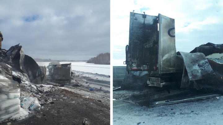 Водитель фуры из Новосибирска сгорел заживо в машине после лобового ДТП в Тюменской области
