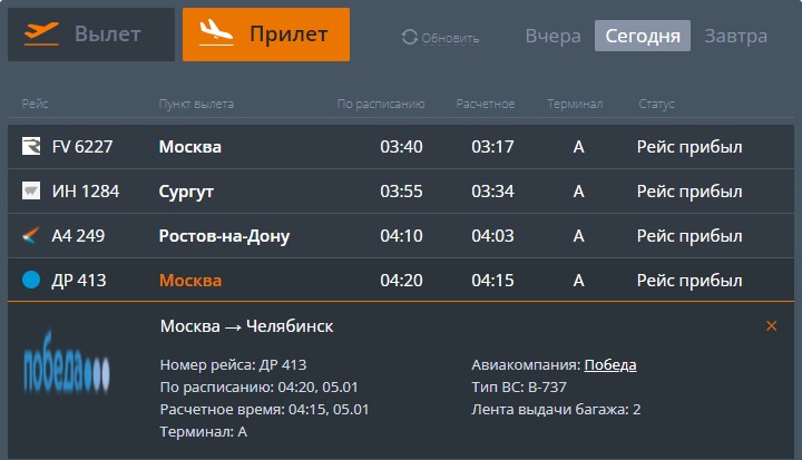 Самолет прибыл в Челябинск на 5 минут раньше расчетного времени, но покинуть борт пассажиры смогли лишь в шестом часу утра