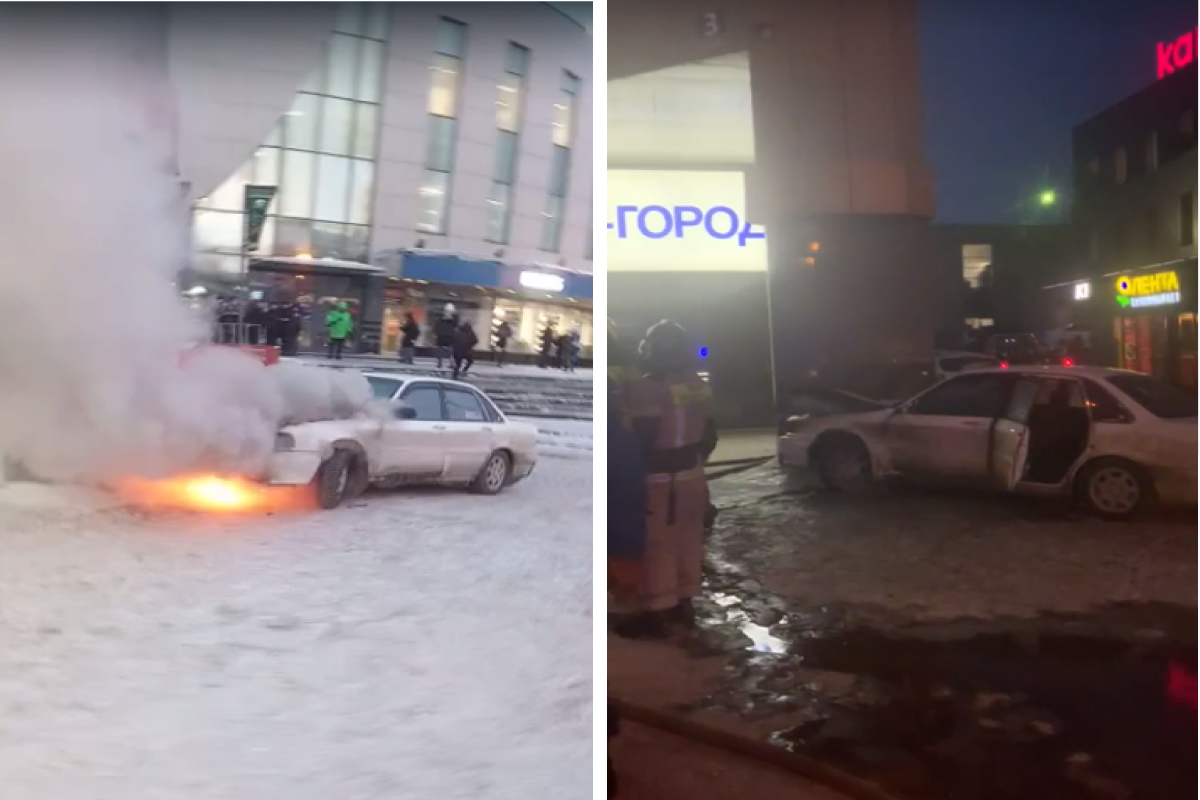 У ТЦ «Версаль» в Новосибирске загорелся автомобиль