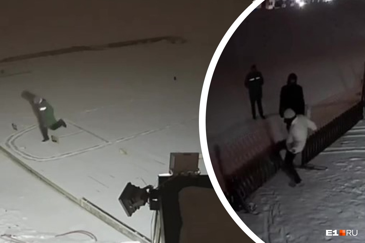 В Екатеринбурге трое парней вытоптали на снегу у храма огромный фаллос. Видео