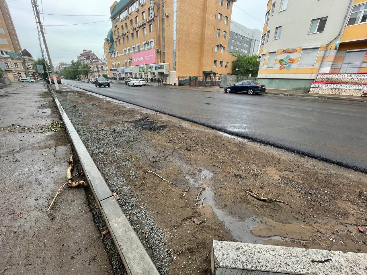В Чите срубили большие тополя на улице Чкалова