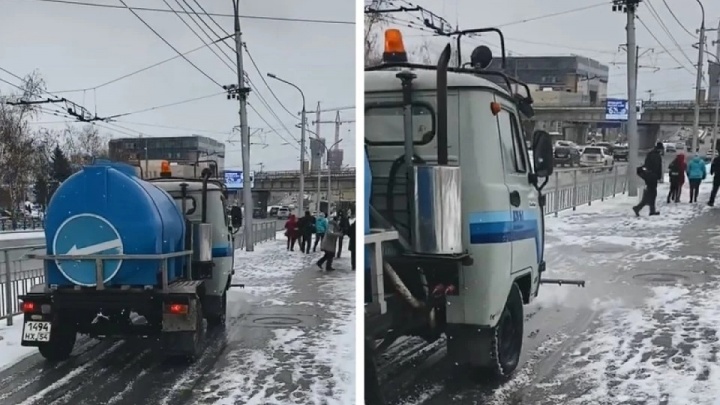 В мэрии назвали фейком видео, где спецтехника поливает новосибирские улицы