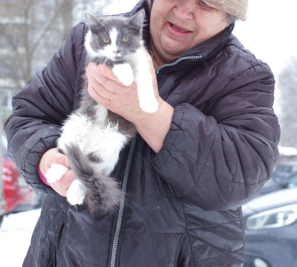 На фото Лида спасает уличного котенка