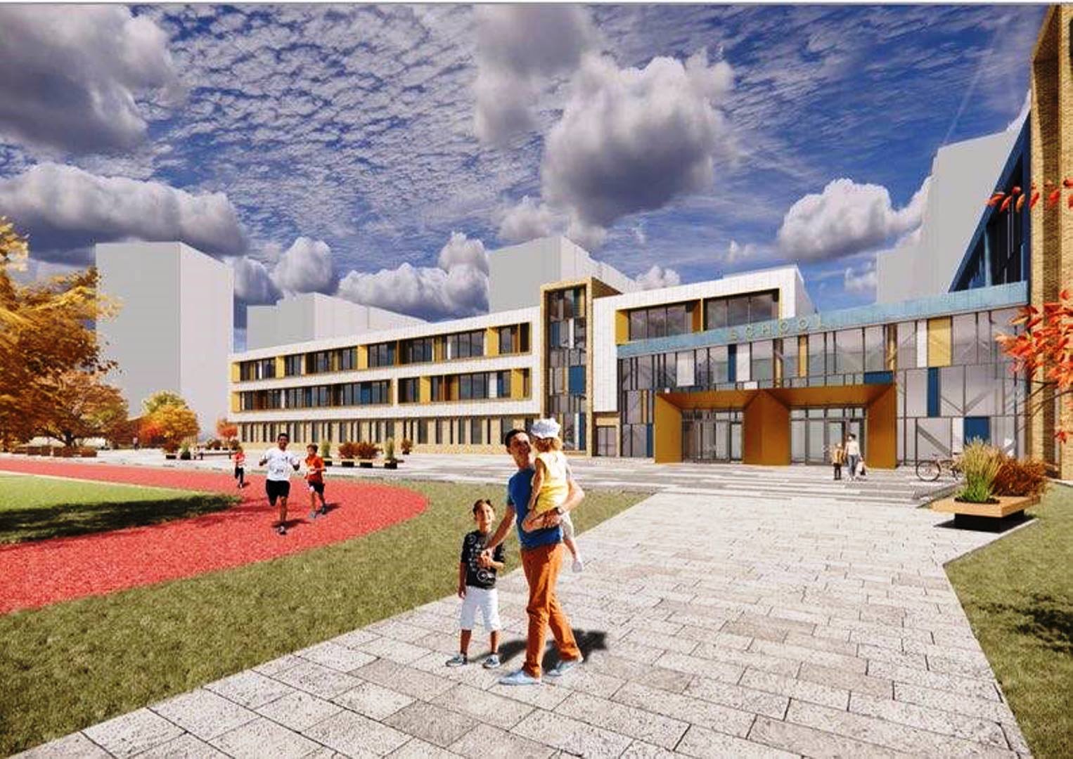 Экс-мэр Омска показала новые эскизы школы в Прибрежном — во дворе будет футбольное поле