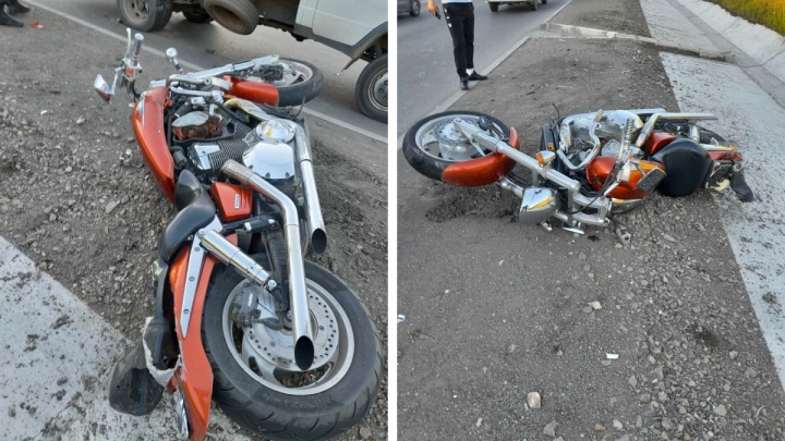Мотоциклист на Северном шоссе врезался в стоящую на обочине «Газель» и отлетел в «Шевроле»
