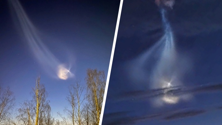 Северяне наблюдали в небе взлет «Ангары-1.2» — они сняли вращающуюся «спираль»