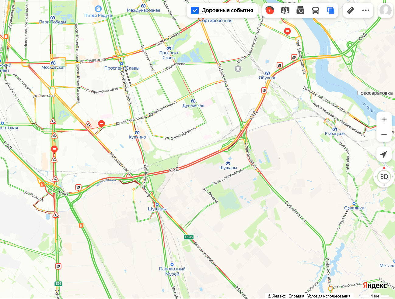 Спб дорожная обстановка сейчас карта