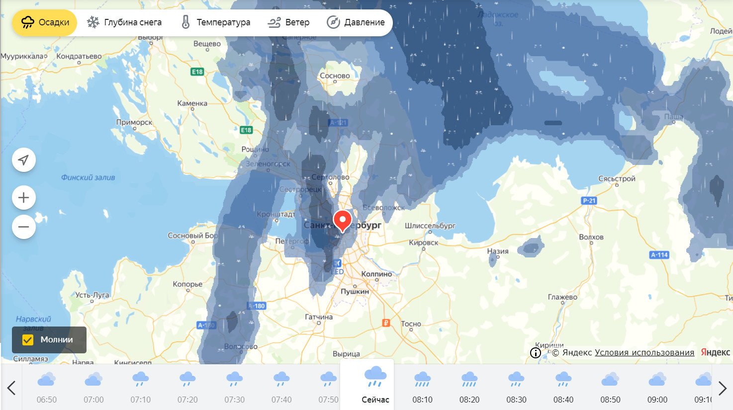 Карта дождя питер онлайн
