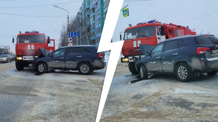 ДТП в Нефтеюганске: внедорожник столкнулся с пожарной машиной