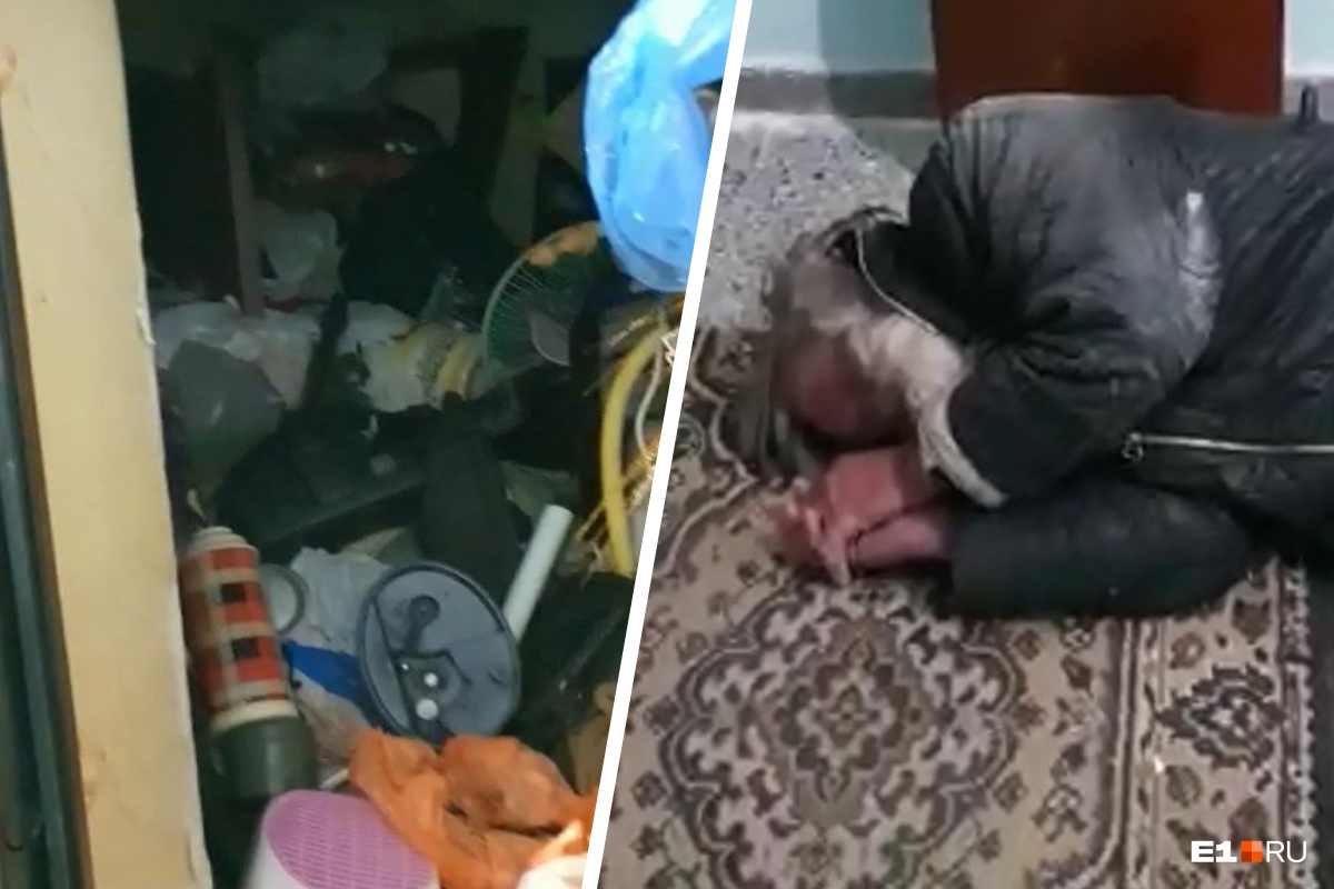 Ночует на коврике в подъезде: уралец настолько захламил квартиру, что теперь ему негде жить. Видео