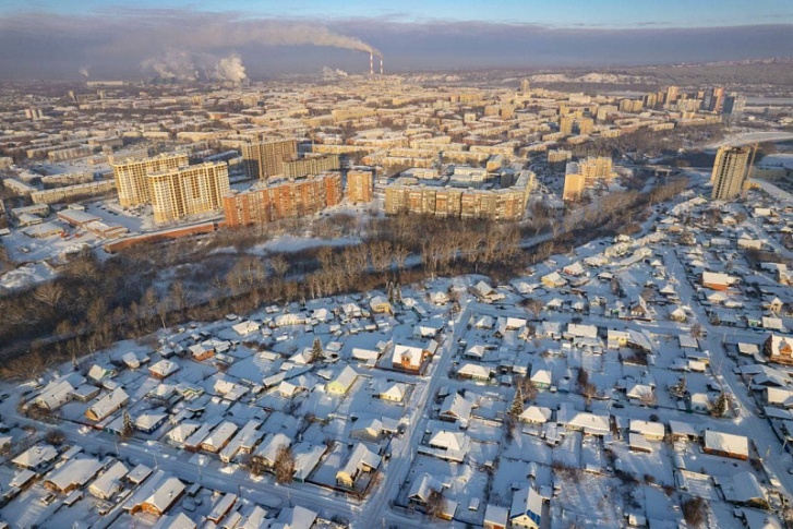 Вид на частный сектор в Центральном районе Кемерова