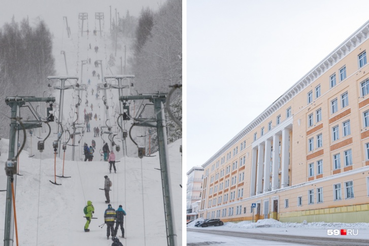 Слева — всесезонный курорт «Губаха», а справа — здание казарм ВКИУ, где планируют разместить отель