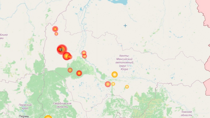 В Югре действуют 23 пожара на площади 3400 га, в том числе 7 — в заповеднике