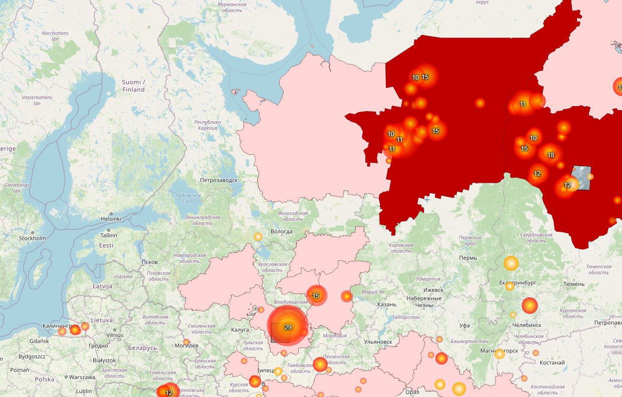 Пожары на карте