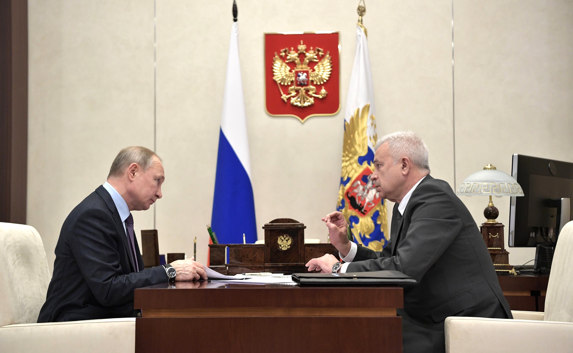Владимир Путин и Вагит Алекперов в 2020 году