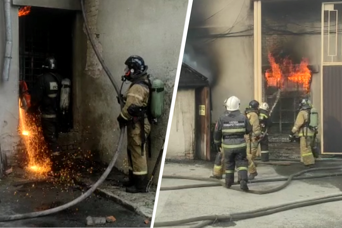 Загорелось еще одно здание на Королева в Новосибирске — видео тушения